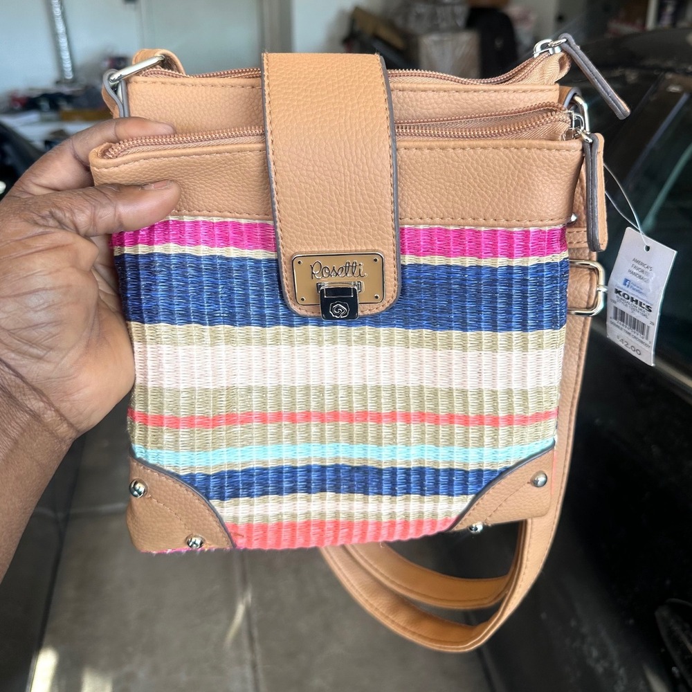 Rosetti Women's Bungalow Multi Double Time Faux Leather/Woven Crossbody Bag NWT - Picture 11 of 11